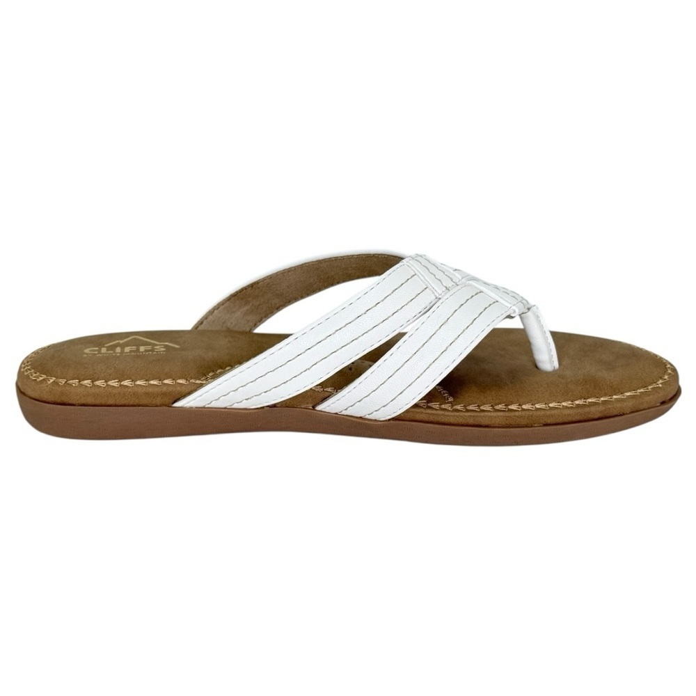 Cliffs by White Mountain Fateful White Faux Leather Womens Thong Sandals Size 8M - Picture 5 of 12